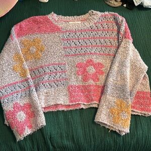 Pink and purple floral sweater